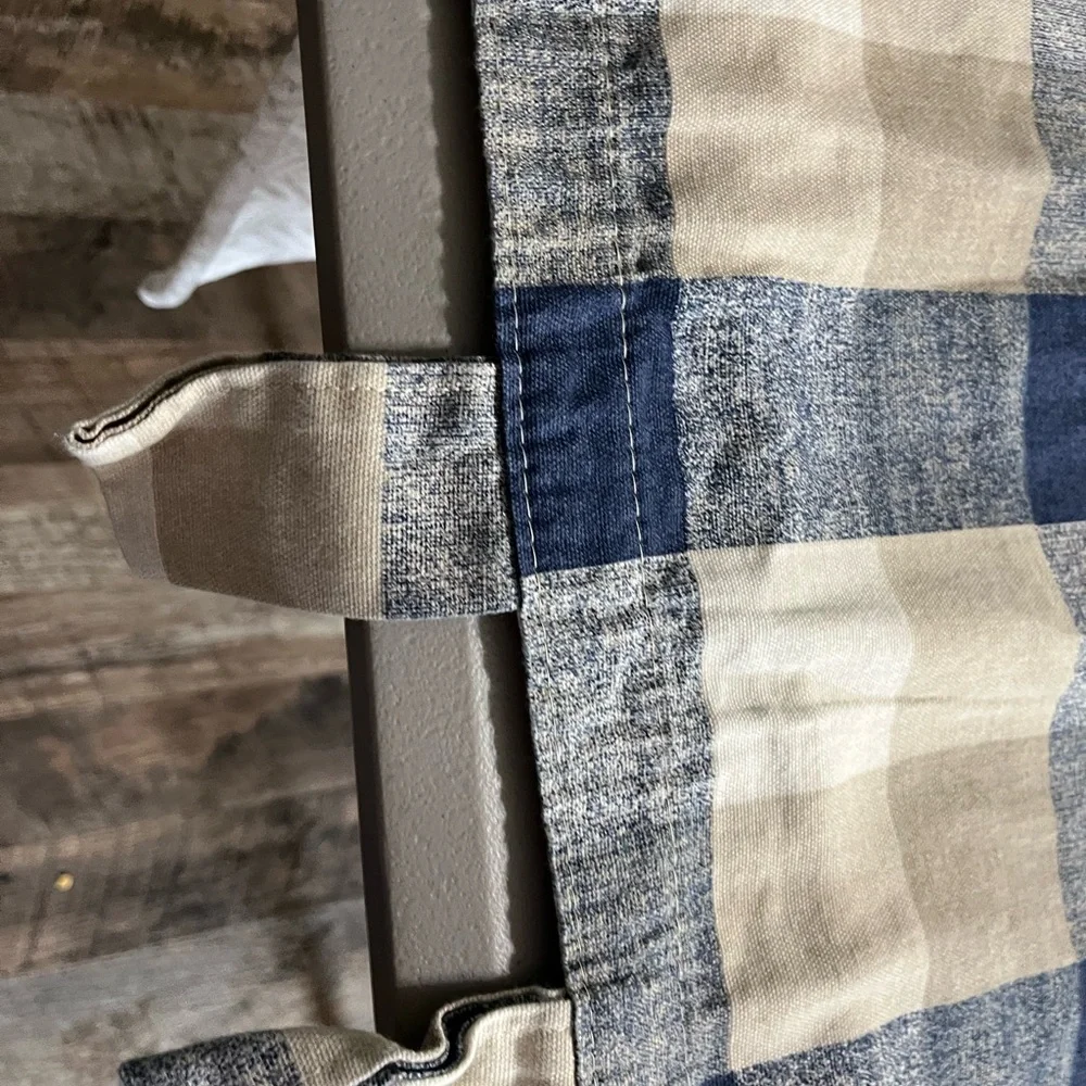 JCPenney, Home, blue and tan plaid drapes 82”